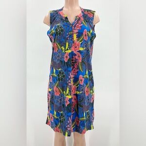 Caribbean Joe Tropical Floral Lightweight Sleeveless Knit Coverup Dress